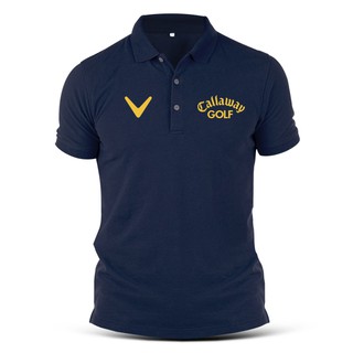 เสื้อยืดโปโลลําลอง ผ้าฝ้าย แขนสั้น ปักลาย PGA Callaway Golf สําหรับผู้ชาย และผู้หญิง