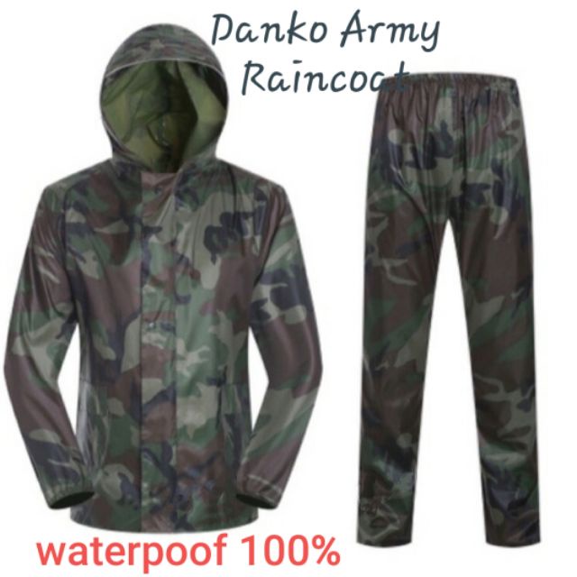 BODY GLOVE เสื้อกันหนาว เบ็บช๊าค ชุดกันฝน Danko Raincoat มีแถบสะท้อนแสง (สีลายพรางทหาร)(เสื้อแบบมีหมวกฮู้ดพับเก็บได้+กาง