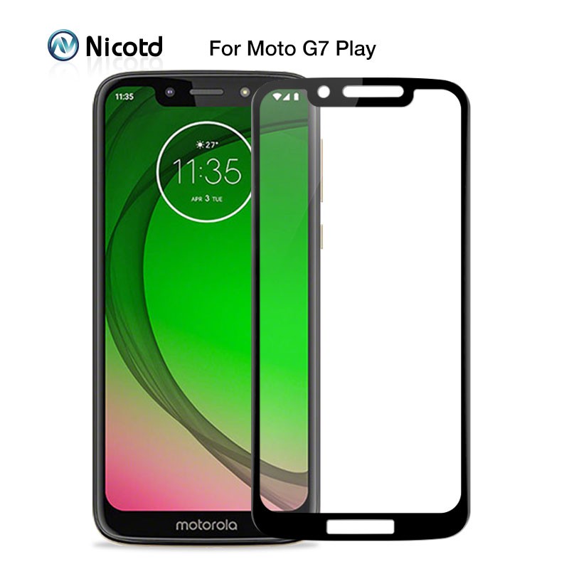 Motorola Moto G7 Play Full Cover 2.5D กระจกนิรภัยป้องกันหน้าจอ 9H ความแข็ง