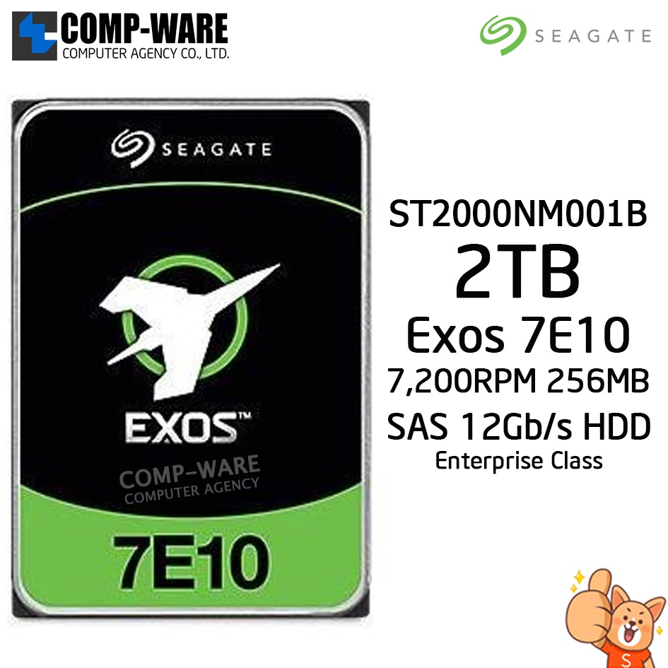 Seagate Exos 7E10 2TB 7200RPM 256MB SAS 12Gb/s 512N NO ENCRYPTION 3.5" Enterprise Class Internal Drive ST2000NM001B / 5Y