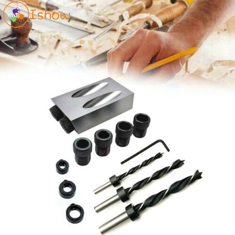 Pocket Hole Jig Accessories Set Drill bits Adapters Spacing rings
