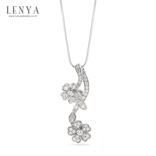 Lenya Jewelry จี้เงินแท้ ชุบโรเดียม รูปช่อดอกไม้ ประดับด้วย CZ (Cubic Zirconia) เหมาะกับสาวหวานที่ต้องการความโดดเด่น