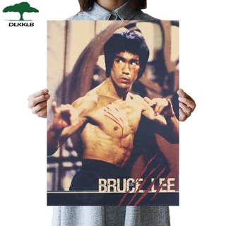 DLKKLBคลาสสิกบรูซลีBruce Lee ภาพยนตร์โพสต์r ตกแต่งกังฟูย้อนยุคโปสเตอร์ศิลปะวินเทจสติกเกอร์ติดผนัง51X36 ซมจิตรกรรมตกแต่ง