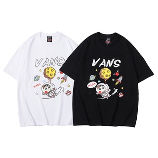 เสื้อยืดครอป Vans Vance เสื้อยืดแขนสั้น พิมพ์ลายการ์ตูนชินจัง ทรงหลวม แฟชั่นฤดูร้อน สําหรับผู้ชาย และผู้หญิง