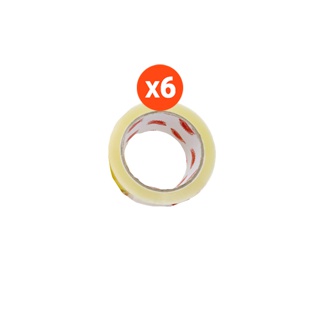 (แพ็ค6ชิ้น) เทปกาวใส เทปกาวขุ่น กว้าง 2 นิ้ว ยาว 100 หลา หนา 40 mm แกนแดง..
