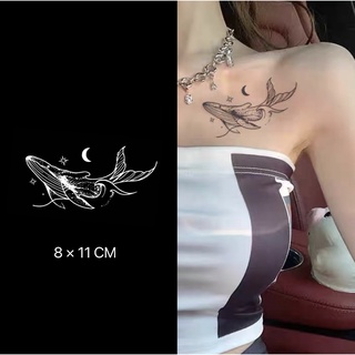 【Mars Tattoo】ใหม่ สติกเกอร์รอยสักชั่วคราว ลายปลาวาฬ กึ่งถาวร 2 สัปดาห์ ติดทนนาน X105