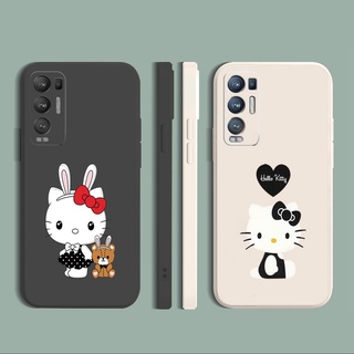 เคสซิลิโคนนิ่ม ขอบตรง ลายคิตตี้ สําหรับ OPPO Reno6 Z 5G Reno 5 Pro 4 4G 3 Reno2 Z F