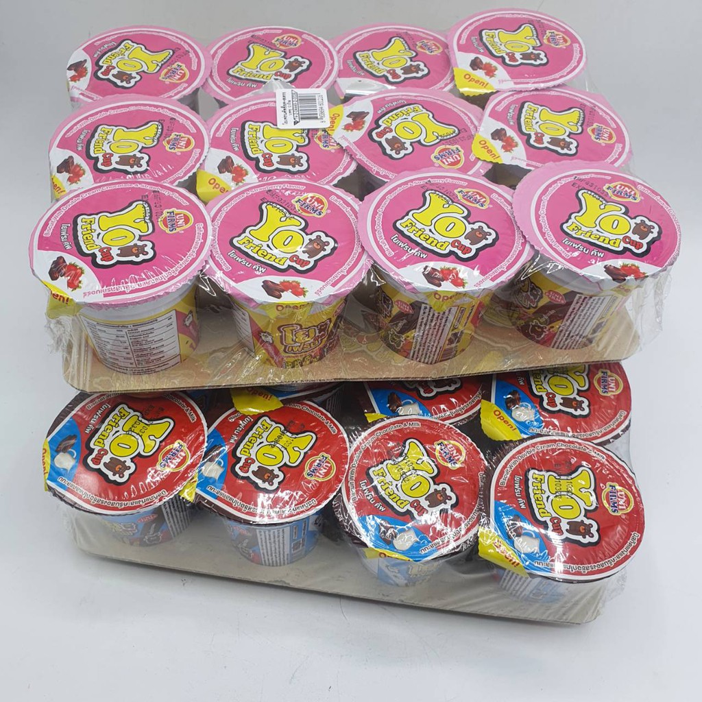 ปังจิ้มจุ่ม Yo friend Cup ปังจิ้มจุ่มโบราณ บิสกิตแท่งและครีม 2 รส 18 กรัม X แพ็ค 12 ถ้วย