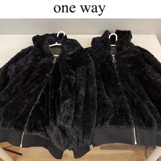 เสื้อขนเฟอร์ กันหนาว สีดำ  🖤ทรง over size  🖤แบรนด์⭐️ONE WAY⭐️ (JAPAN)  WY740