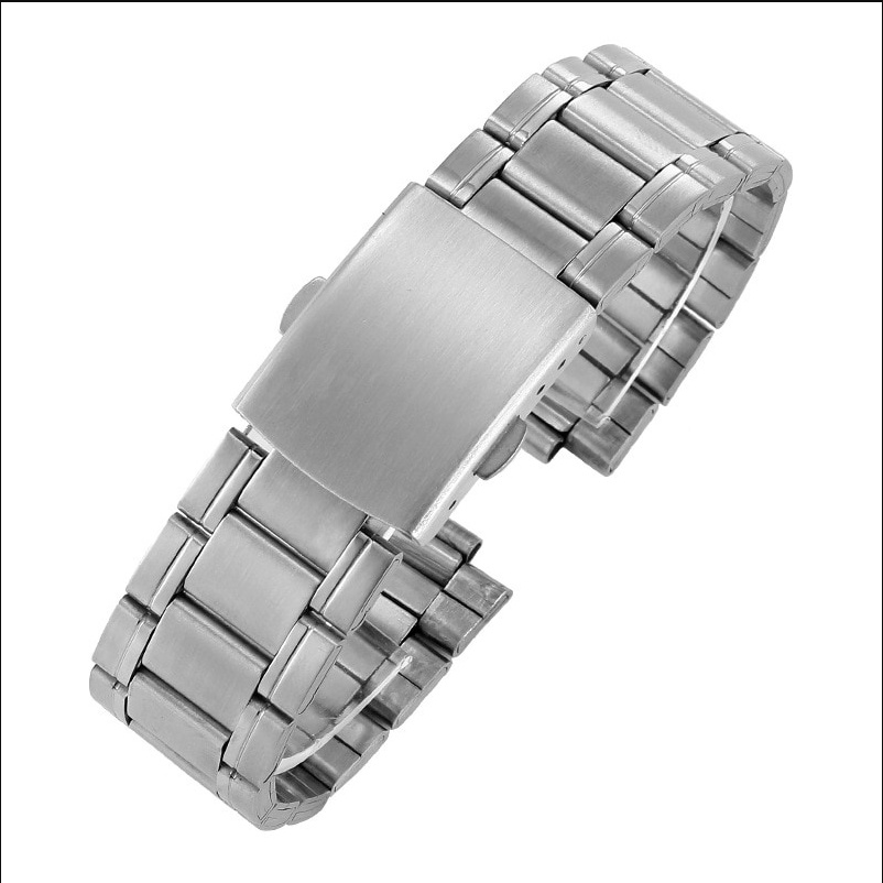 สายนาฬิกาข้อมือ สเตนเลส โลหะ สีดํา เงิน 18 มม. 20 มม. 22 มม. 24 มม. สําหรับผู้ชาย ผู้หญิง