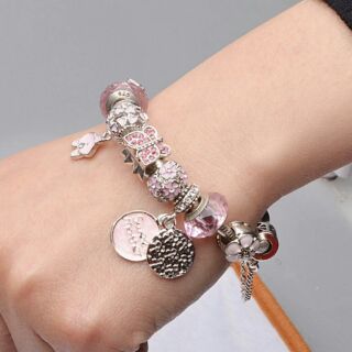 กำไรสไตล์pandora ลายผีเสื้อ N04สีชมพู