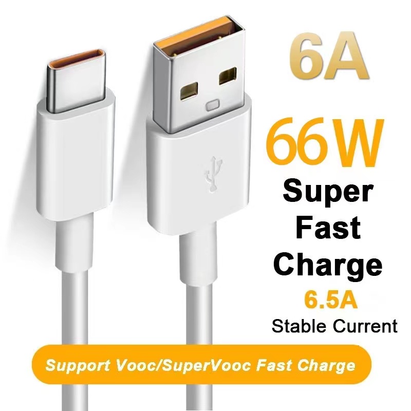 66W 6A Super Fast Charger Cable Fast USB Type C สายชาร์จข้อมูล Quick Charger Cable