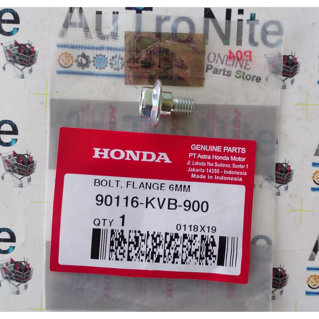 Body Bolt Flange Key 10 ขนาด 6 มม. 90116-KVB-900 Original Honda อะไหล่แท้