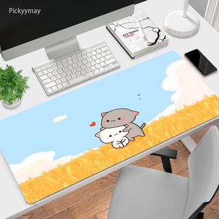 แผ่นรองเมาส์ ลายอนิเมะ Peach Mochi Cat น่ารัก อุปกรณ์เสริม สําหรับเล่นเกมคอมพิวเตอร์ Xxl