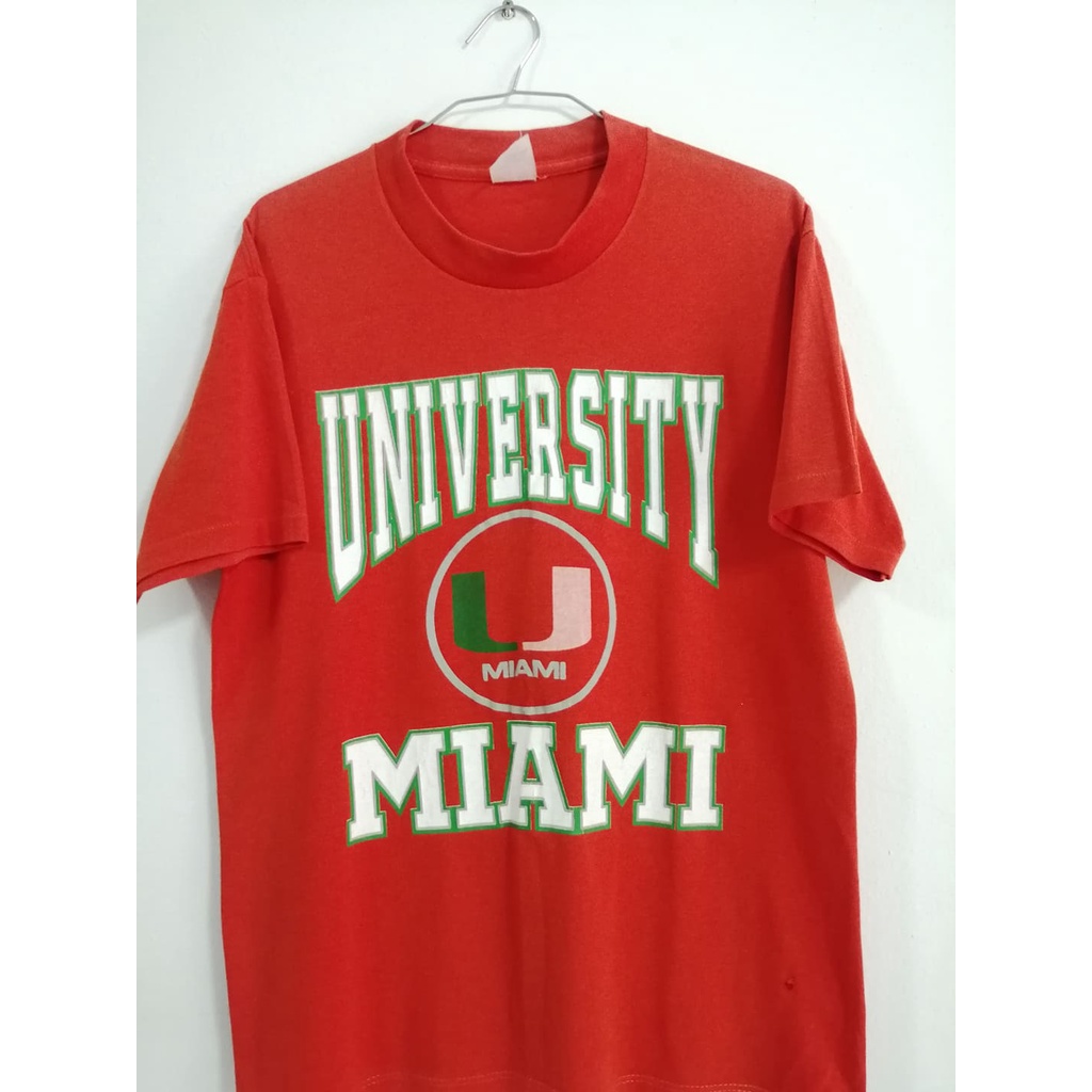 เสื้อยืด คอกลม​ สีส้ม UNIVERSITY MIAMI