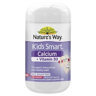 Nature's Way Kids Smart Calcium + Vitamin D 50 Chewable Capsules แคลเซียมเด็ก เพิ่มความสูง กระดูก