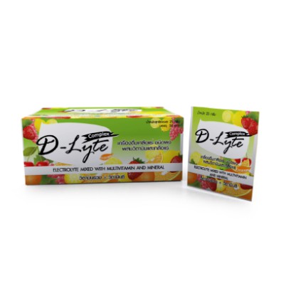 D-Lyte Complex เครื่องดื่มเกลือแร่ ชนิดผง สำหรับ นักกีฬา ผู้ที่ออกกำลังกาย เหนื่อย เพลีย จำนวน 1 กล่อง 50 ซอง