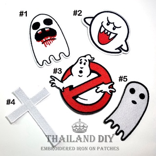 👻 ตัวรีดติดเสื้อ 🕆 ลาย การ์ตูน ผี วิญญาณ ปีศาจ Ghost Halloween Patch DIY งานปัก ตัวรีด อาร์มติดเสื้อ เด็ก กระเป๋า กางเกง