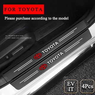 4Pcs คาร์บอนไฟเบอร์ประตูสติกเกอร์สำหรับ Toyota Camry Corolla RAV4 hilux CH-R Yaris wigo Priusvios Avanza Rush Calya