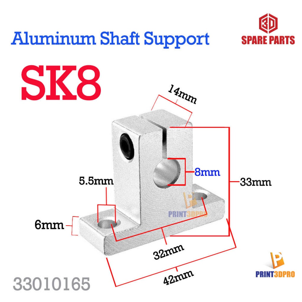 3D Printer Part Aluminum Shaft Support 8 - 20mm SK8 SK10 SK12 SK16 SK20 ตัวจับเพลา อะไหล่ เครื่องพิมพ์ อะไหล่ CNC