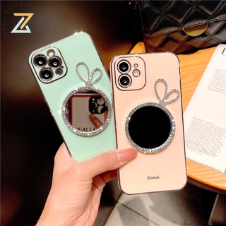 Zymello เคส OPPO Reno 7Z 5G Reno6 Z 5G Reno 5 5G Reno 7 5G Reno 6 5G Reno 4 4G Reno 4F Reno 5F เคสซิลิโคนกระจกแต่งหน้าหรูหราระดับพรีเมียม