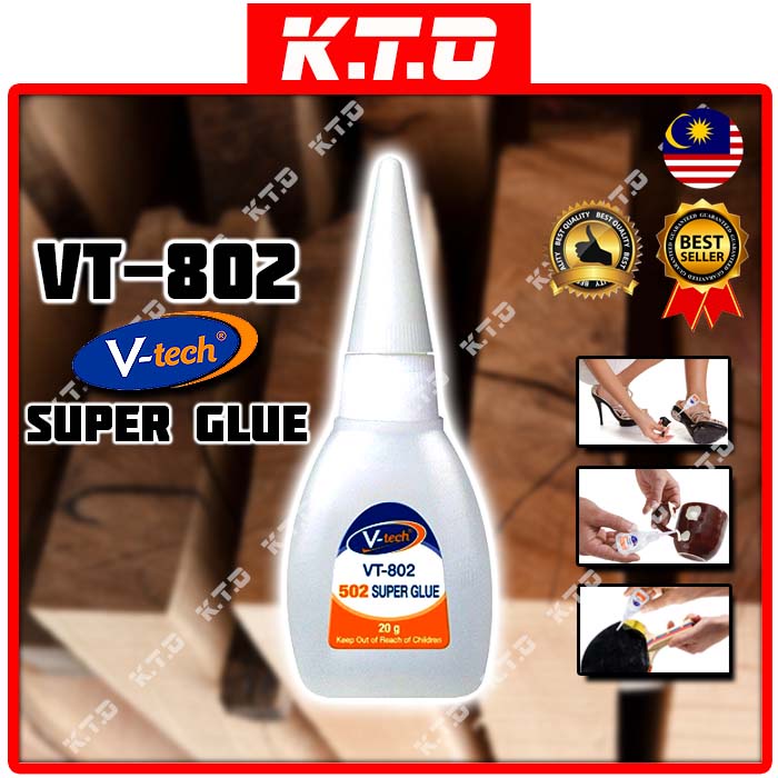 V-Tech VT-802 502 กาวซุปเปอร์แห้งเร็วพิเศษ 3 วินาทีกาว 20Gram / Gam Kuat Melekat / 快干强力胶