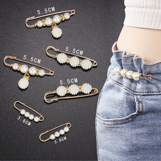 Pearl Brooch Exquisite Mini Small Pin Metal Trouser Waist Changed To Small Alloy Wais  Anti-glare Buckle Fixed