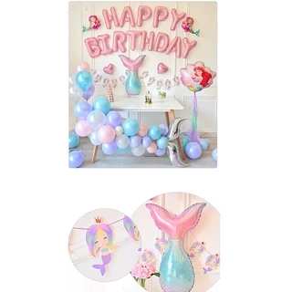 ลูกโป่งนางเงือก ลูกโป่งวันเกิด ข้อความ Happy Birthday ลูกโป่งฟอยส์ ลูกโป่งมุก เซตลูกโป่งวันเกิด Happy Birthday 🚚พร้อมส่ง