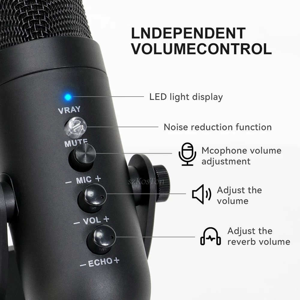 BCondenser Microphone USB Desktop Mic For Computer ASMR Live Dubbing ...