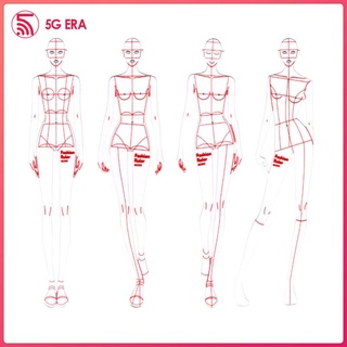 4Pcs Fashion Drawing Template Ruler Set, Woman Sewing Humanoid Patterns Design, Clothing Measuring French Curve Rulers A4 Pattern Paper Draft Drawings