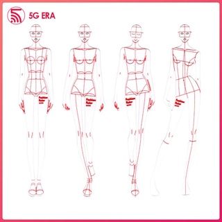 4Pcs Fashion Drawing Template Ruler Set, Woman Sewing Humanoid Patterns Design, Clothing Measuring French Curve Rulers A4 Pattern Paper Draft Drawings