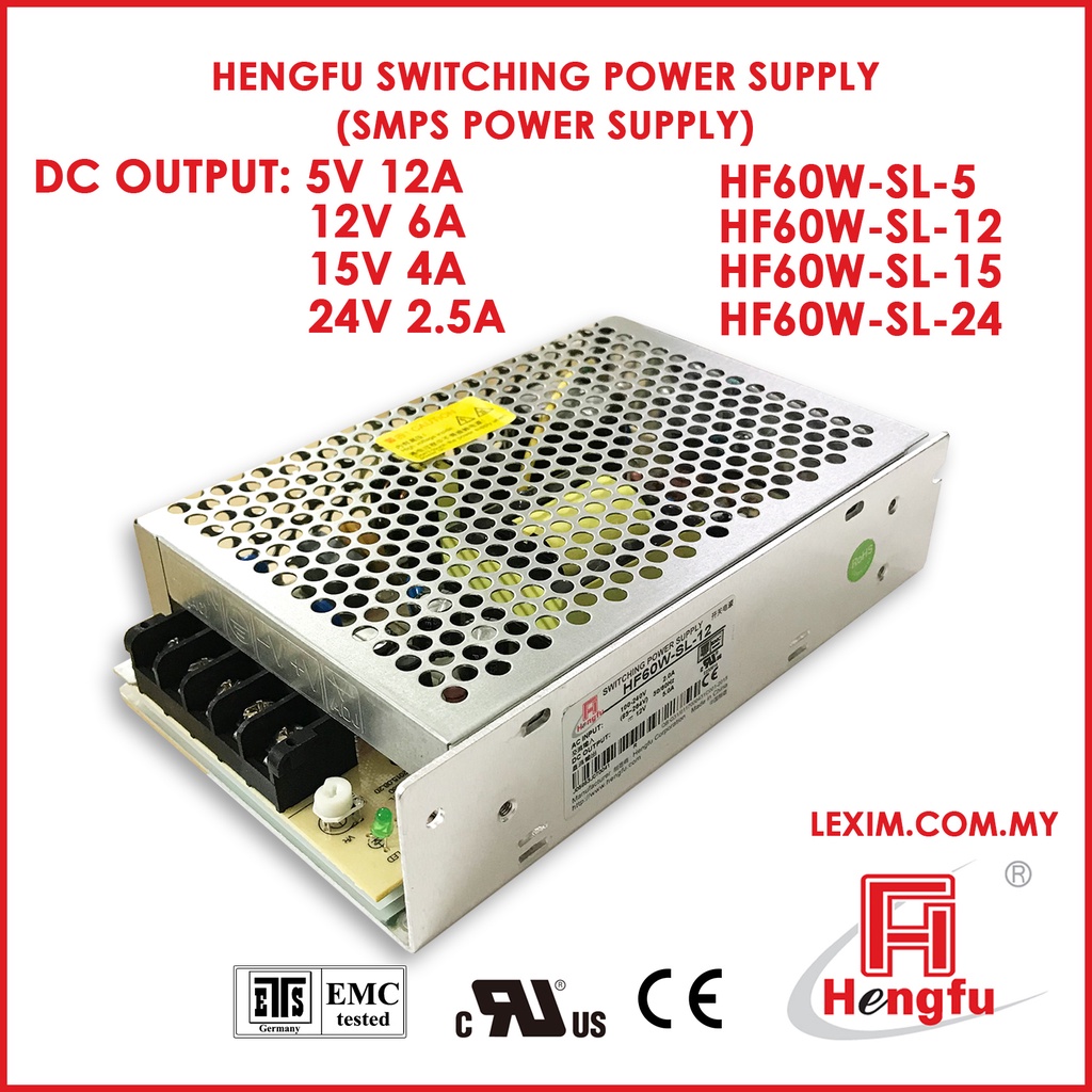 HF60W-SL-5 HF60W-SL-12 HF60W-SF-15 HF60W-SL-24 Hengfu Swiching Power Supply SMPS