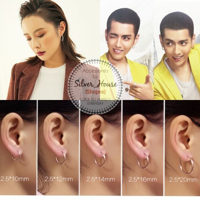 (SE8) ต่างหูห่วงสแตนเลส (ก้านหนา) ​sensitive earring ไม่ลอก ไม่ดำ ไม่แพ้ มีทั้งสีเงิน/สีทอง​