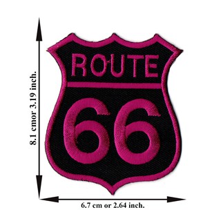 ตัดรีด ตัวรีดติดเสื้อ อาร์มปัก ติดเสื้อปัก ปักเสื้อ DIYลาย ROUTE 66 สี10