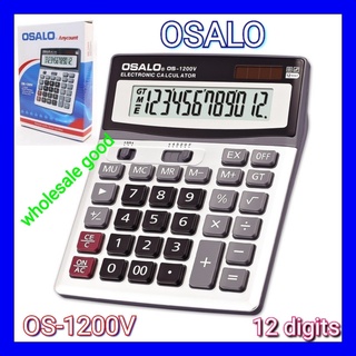 เครื่องคิดเลข หน้าจอ12หลัก OSALO ใส่ถ่านได้ แถมถ่านให้ OS-1200V