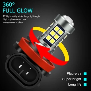 1 ชิ้น H11 หลอดไฟตัดหมอก LED 27LED H16 H8 H9 9005 ไฟตัดหมอก HB3 9006 HB4 P13W 6000K 12V สีขาว เหลือง สําหรับรถยนต์