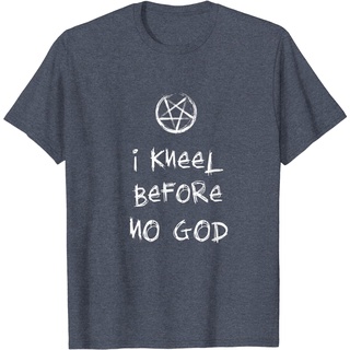เสื้อยืดคอกลมเสื้อยืด พิมพ์ลาย I Kneel Before No God Pentagram Gothic Grunge Satanic สําหรับผู้ชายS-5XL