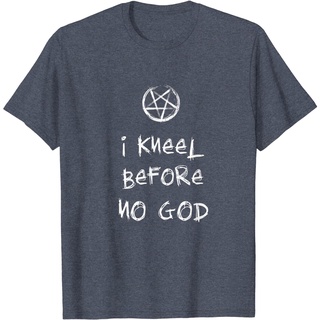 เสื้อยืดโอเวอร์ไซส์เสื้อยืด พิมพ์ลาย I Kneel Before No God Pentagram Gothic Grunge Satanic สําหรับผู้ชายS-3XL