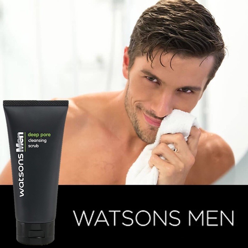Watsons Men Deep Pore Cleansing Scrub 100g คลีนซิ่งสครับทำความสะอาดผิวหน้าผู้ชายสูตรพิเศษ