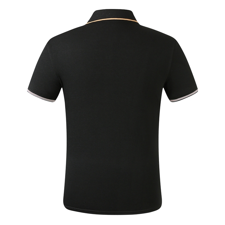 Men Polo Shirt Cotton Short Sleeve Polo Shirt With Bur_berry Plaid Pattern Collar Casual Shirt Business Wear #2
