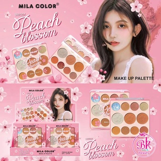 อายแชโดว์ MILA COLOR พาเลทอายแชโดว์ สีพีชแสนหวาน 11 เฉด เนื้อแมท,ชิมเมอร์,กลิตเตอร์ในตลับเดียว อายแชโดว์พาเลทท์ 18 กรัม