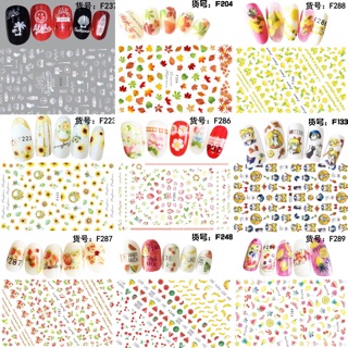 ✨สติกเกอร์ติดเล็บ 3D ลายผลไม้ ดอกไม้ การ์ตูน Nail sticker รหัส F 204-299