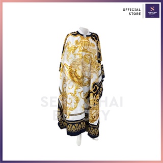 ผ้าคลุมซอยกรอบดำทอง 5 สิงโต ลายขาวทอง รุ่น J06