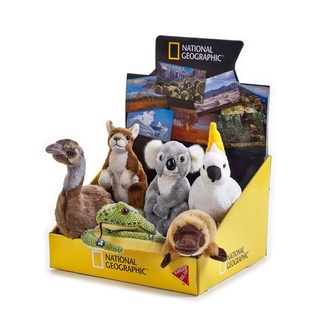┇☽National Geographic ออสเตรเลียสัตว์ตุ๊กตาของเล่นตุ๊กตา kangaroo koala cockatoo green tree python platypus emu