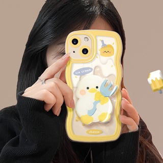 เคสโทรศัพท์มือถือ ลายเป็ดสีเหลืองครีม พร้อมขาตั้ง สําหรับ Vivo Y11 Y12 Y15 Y17 Y76 X27 X50 X50 PRO X60 X70 X70 PRO X80 X80 PRO V20 PRO V21 V23 5G