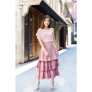 กระโปรงยาว Three layers skirt Thai Fabric  ผ้าฝ้ายลายไทย สวย สั่งตัดได้ทุกสี,ไซส์