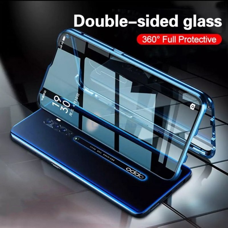 เคสสองด้านสําหรับ OPPO F9 F9Pro A16 A54 A55 A5 A9 2020 สองด้านกระจกเทมเปอร์ปลอกแม่เหล็กโทรศัพท์มือถื