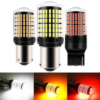 หลอดไฟเลี้ยวอัตโนมัติ 1156 BA15S P21W BAU15S PY21W T20 7440 W21W 1157 led Bulbs 144 smd led CanBus No Error Lamp White Yellow Red 12V 1 ชิ้น