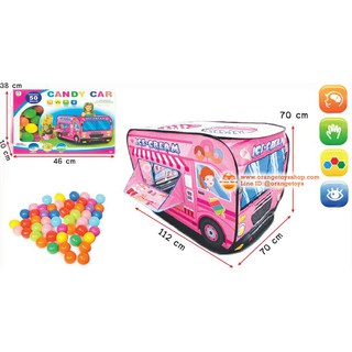 บ้านบอลเด็ก เต็นท์ รถขายไอศครีม สีชมพูสุดสวย พร้อมลูกบอล 50 ลูก **Candy Car with Ball 50 รหัสสินค้า 995-7066A