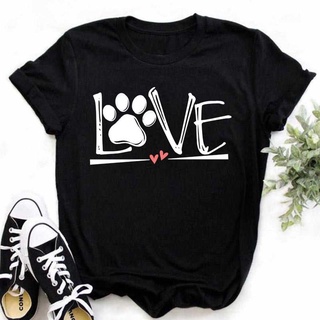 Women Dog Paw Print T Shirt Cute Love Paws Cartoon Christmas Tops Print Ladies Tees Tshirt T-Shirt 471